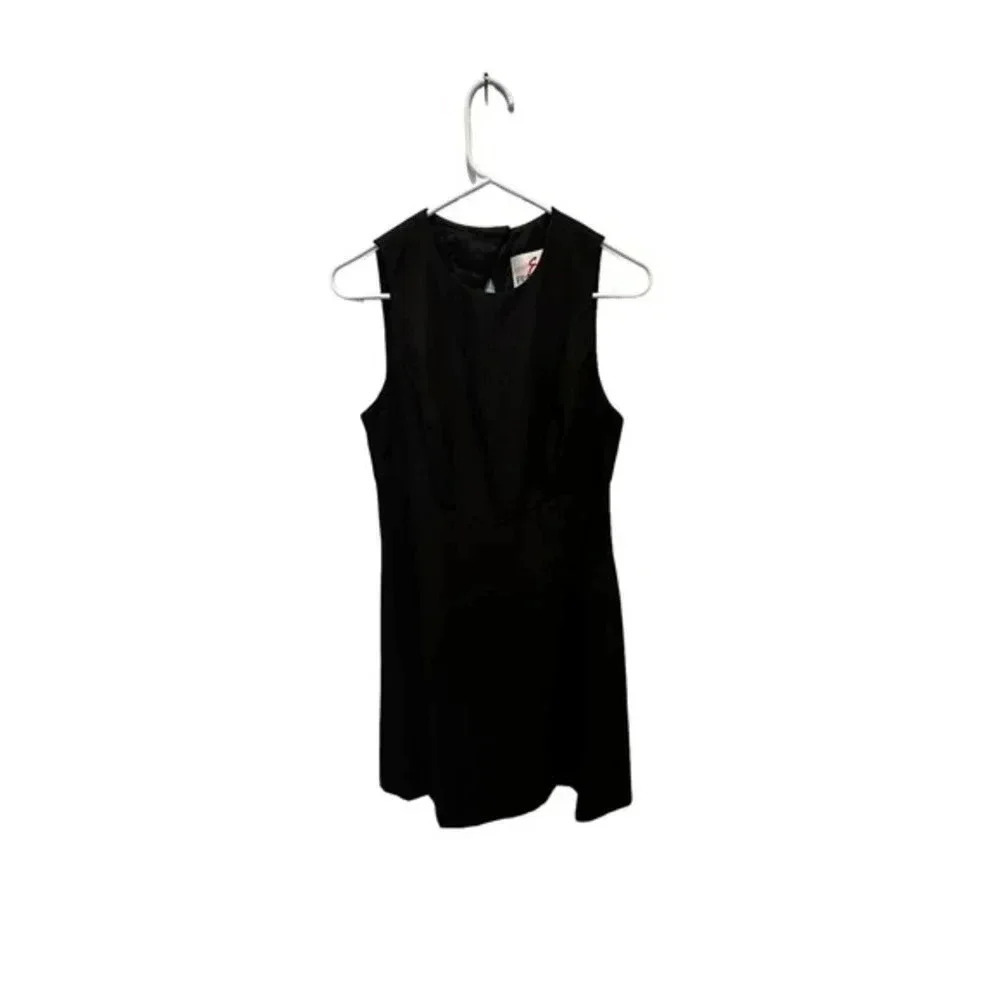 Francais By Huey Waltzer Womens Round Neck Sleeveless Sheath Dress Black Size 10